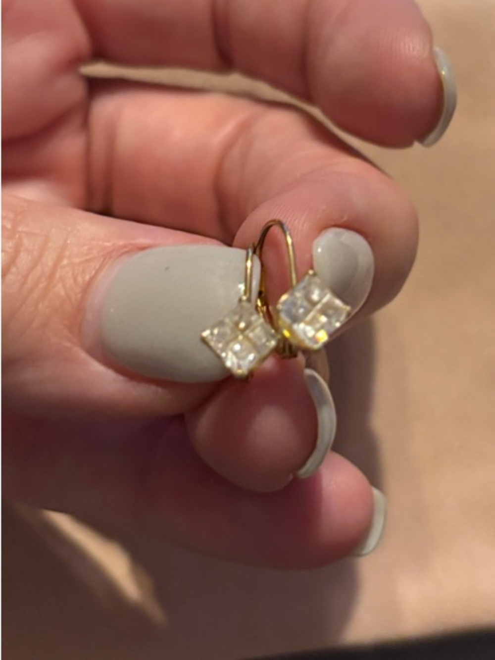3/$15 - Gold Crystal Square Drop Earrings